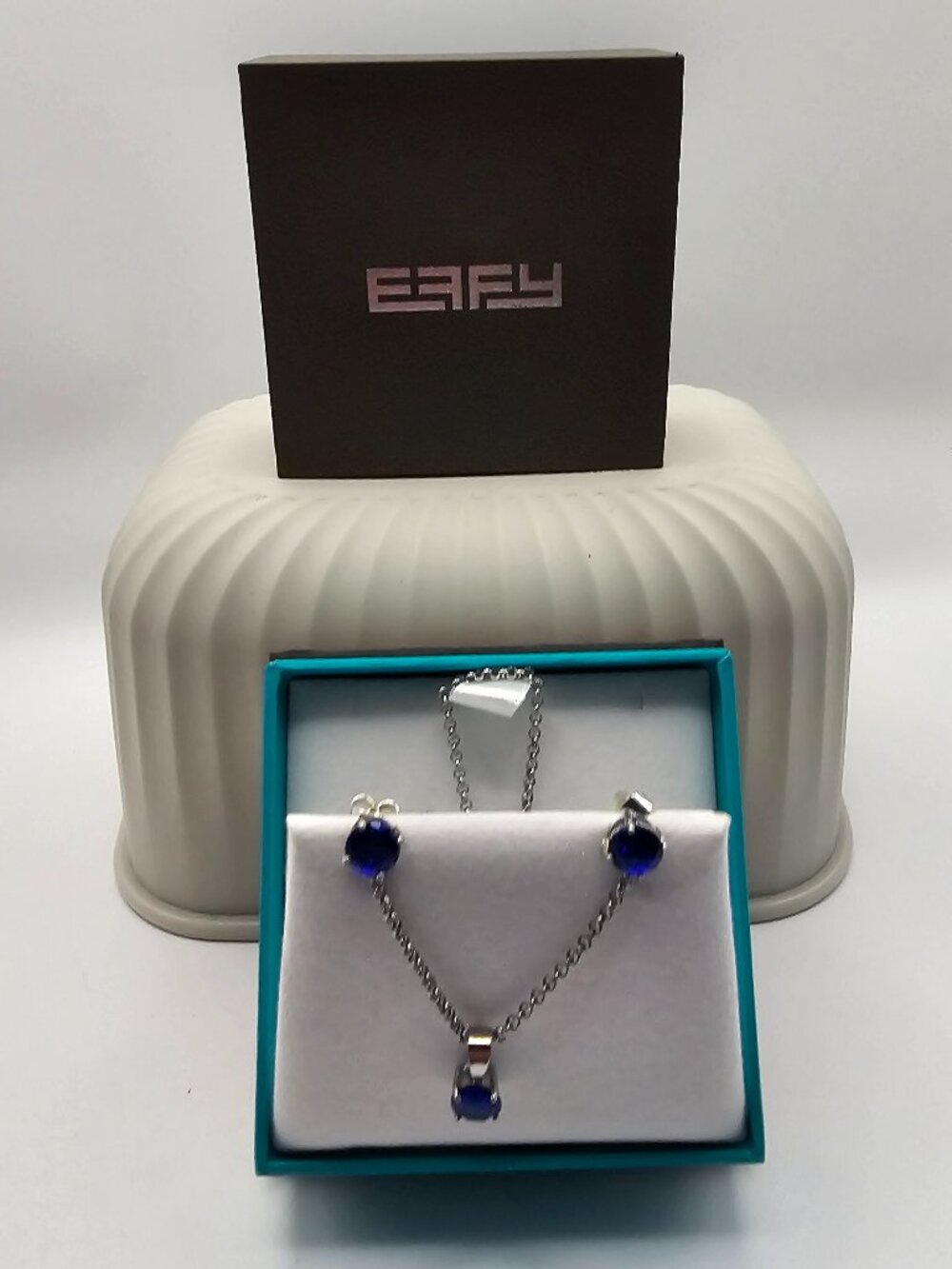Effy Simulated Sapphire Blue Necklace Earring Set